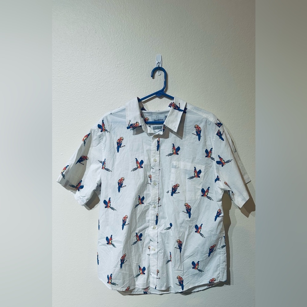 Goodfellow & Co White Shirt with Parrot Print